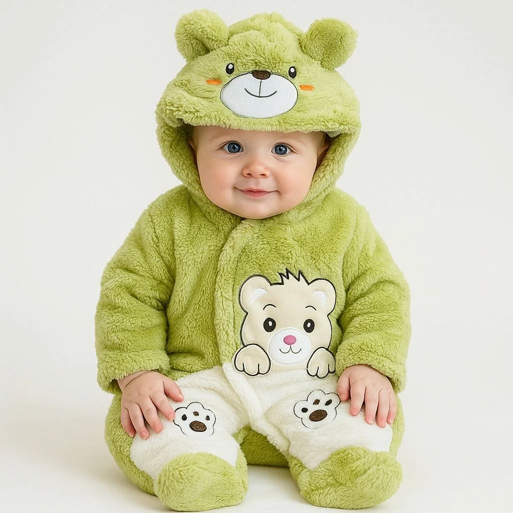 Baby Quilted Fur Winter Rompers – Cozy & Stylish